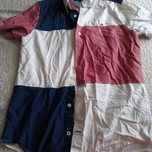 Tommy Hilfiger Red and White Button Down Shirt